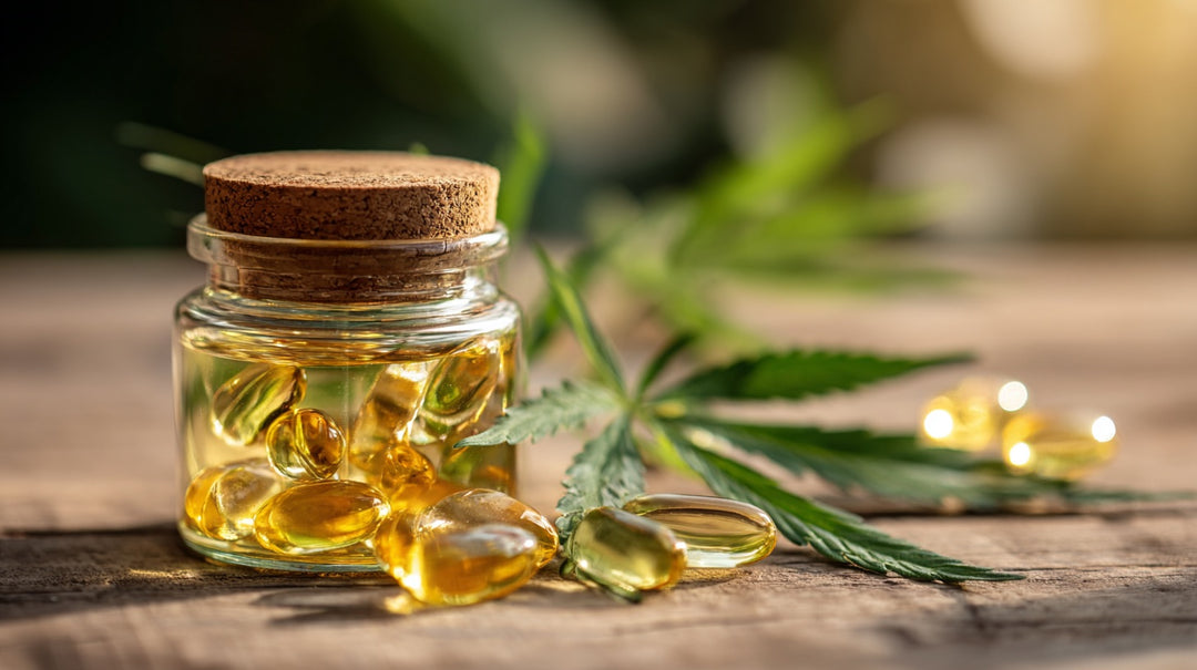 Unterschiedliche Formen von CBD auf einem Tisch