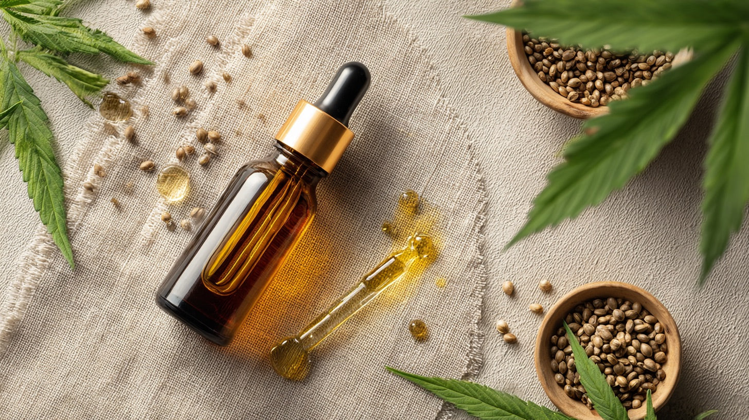 CBD Öl neben CBD Tropfen zur Verdeutlichung der Wirkung